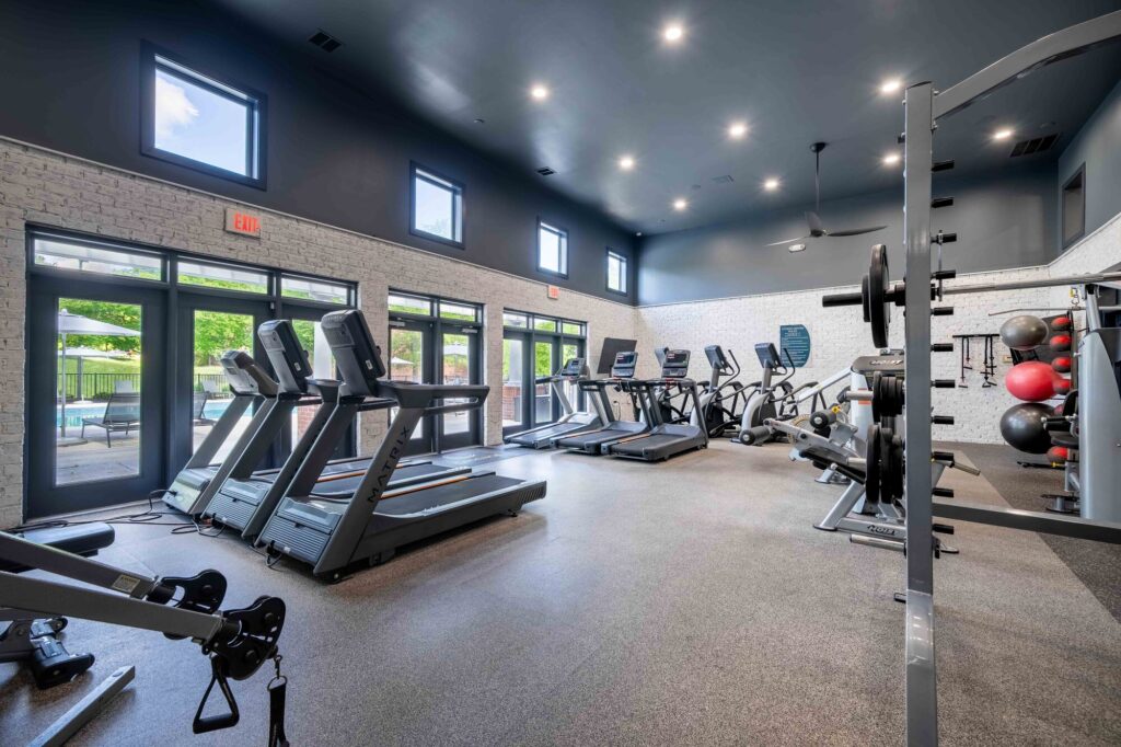 Fitness center with cardio and strength training machines