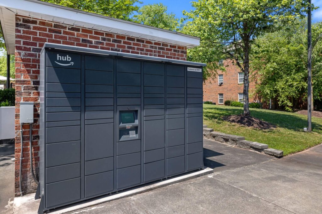 Outdoor Amazon lockers and mail boxes